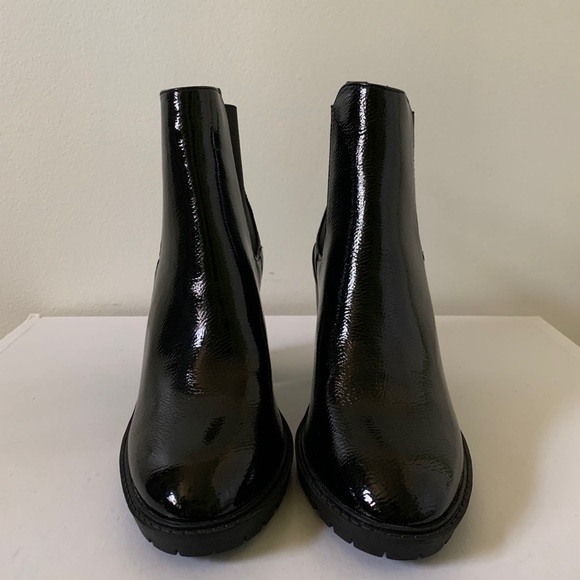 Fashion Nova Black Patent Chunky Boots Size 6.5 - Picture 7 of 16